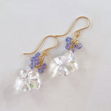 Flower crystal and tanzanite bouquet earrings