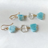 Larimar and crystal triple earrings