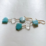 Larimar and crystal triple earrings