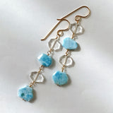 4 long long earrings with larimar and crystal