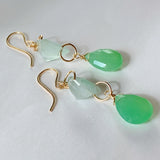 Gem chrysoprase and aquamarine earrings