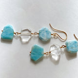 Larimar and crystal triple earrings