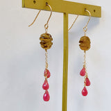 Honey quartz and pink grossular garnet earrings