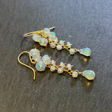 Ethiopian opal flower cluster earrings