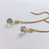 Green amethyst single long hook earrings