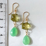 Gemstone chrysoprase and green apatite earrings