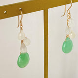 Gemstone chrysoprase and white moonstone drop earrings