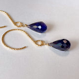 Large iolite single earrings