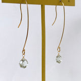 Green amethyst single long hook earrings