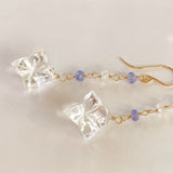 Flower crystal, tanzanite, and moonstone earrings