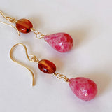 Pink grossular garnet and hessonite garnet earrings