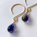 Large iolite single earrings