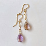 ametrine diamond chain earrings