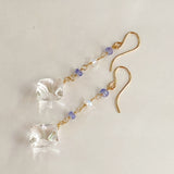 Flower crystal, tanzanite, and moonstone earrings