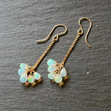 opal pompon earrings