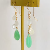 Gemstone chrysoprase and white moonstone drop earrings