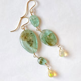 Russian emerald and opal drop earrings (yellow)