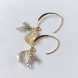 golden rutilated quartz and spinel earrings 