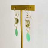 Gemstone chrysoprase and green apatite earrings