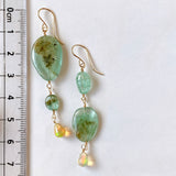 Russian emerald and opal drop earrings (yellow)