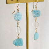 Larimar and crystal triple earrings