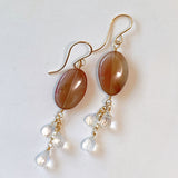 Andesine and rainbow moonstone earrings