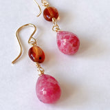 Pink grossular garnet and hessonite garnet earrings