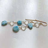 4 long long earrings with larimar and crystal