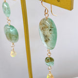 Russian emerald and opal drop earrings (yellow)