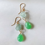 Gem chrysoprase and aquamarine earrings