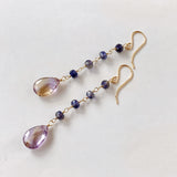 Ametrine and iolite station earrings 