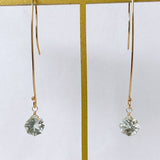 Green amethyst single long hook earrings