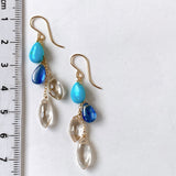 Sleeping Beauty Turquoise, Kyanite and Topaz Earrings