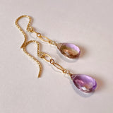 ametrine diamond chain earrings