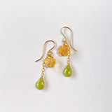 Sphene and citrine flower earrings