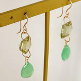 Gemstone chrysoprase and green apatite earrings