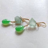 Gem chrysoprase and aquamarine earrings