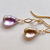 ametrine diamond chain earrings