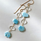 4 long long earrings with larimar and crystal