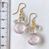 Back carving rose quartz and green amethyst earrings 