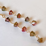 Bicolor tourmaline long earrings