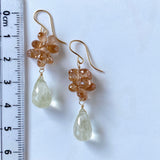 Brown zircon and Rivian glass bushy earrings (fluffy) 