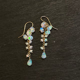 Ethiopian opal flower cluster earrings