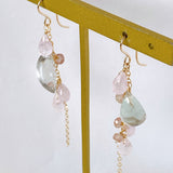 Morganite and green amethyst cherry blossom earrings