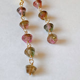 Bicolor tourmaline long earrings