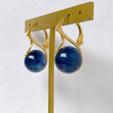 Vermeil 12mm kyanite lever back earrings in yellow gold 