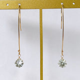 Green amethyst single long hook earrings