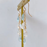 Rainbow moonstone and aquamarine earrings