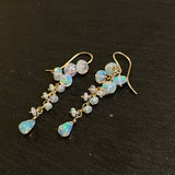 Ethiopian opal flower cluster earrings