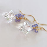 Flower crystal and tanzanite bouquet earrings